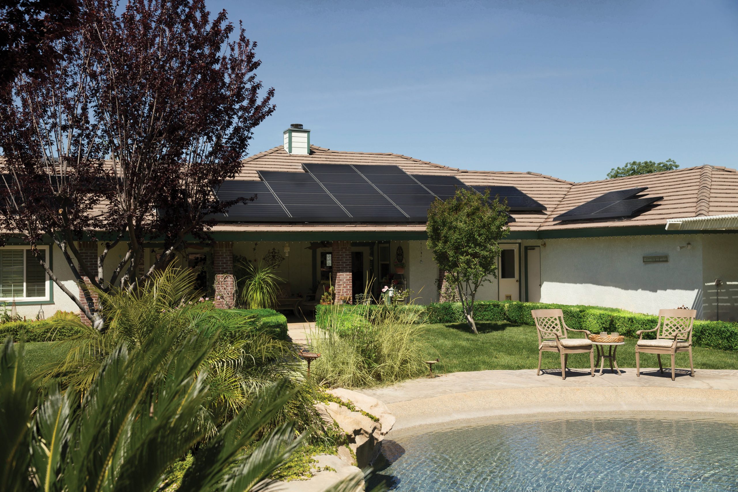 White house with solar panels